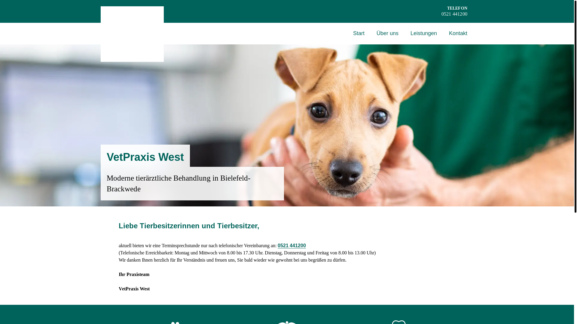 website screenshot of https://vetpraxis-west.de/