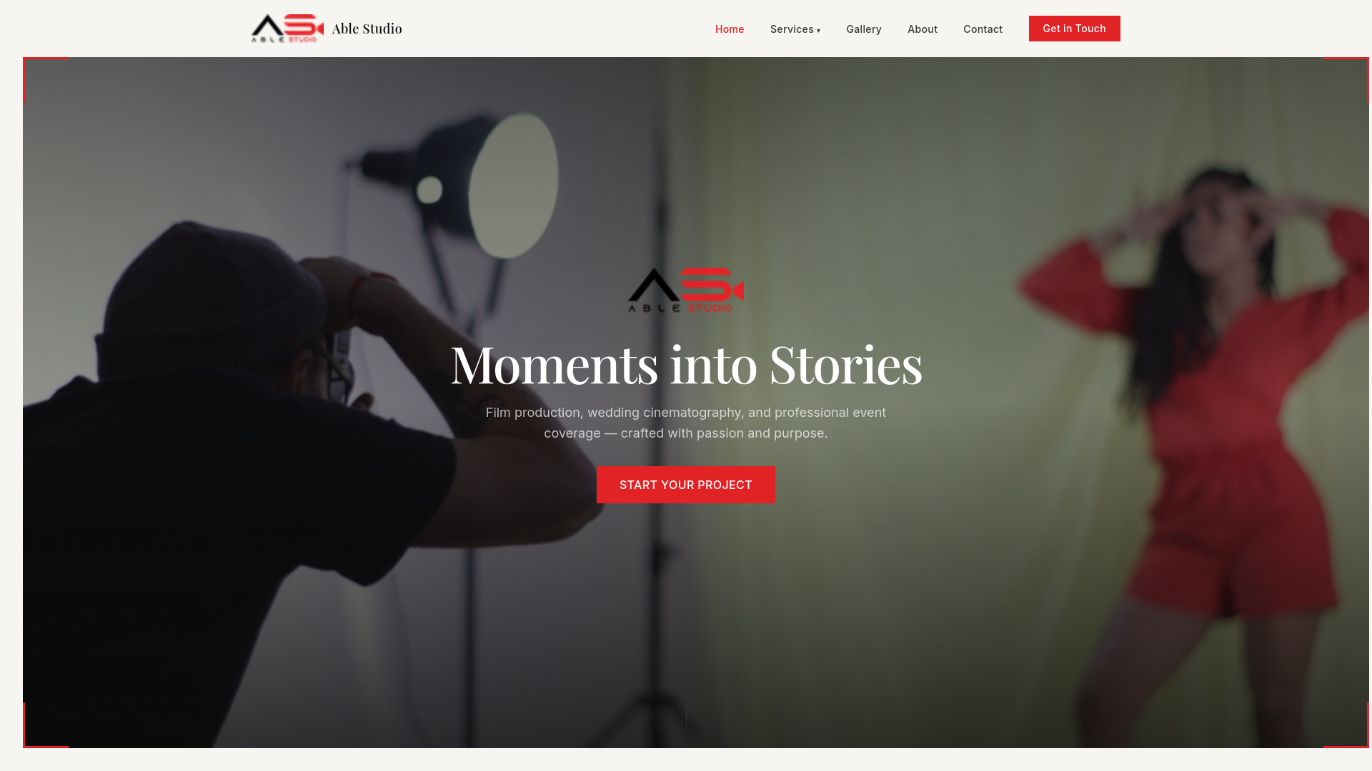 website screenshot of https://ablestudio.rw