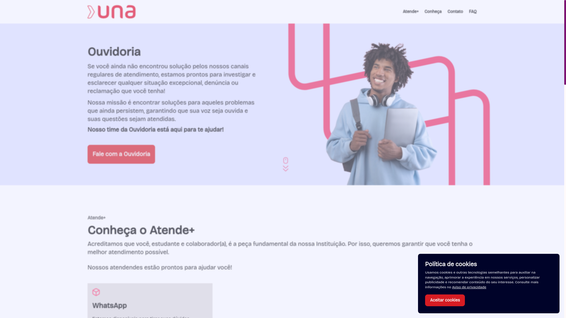 website screenshot of https://ouvidoria-una.pages.dev/