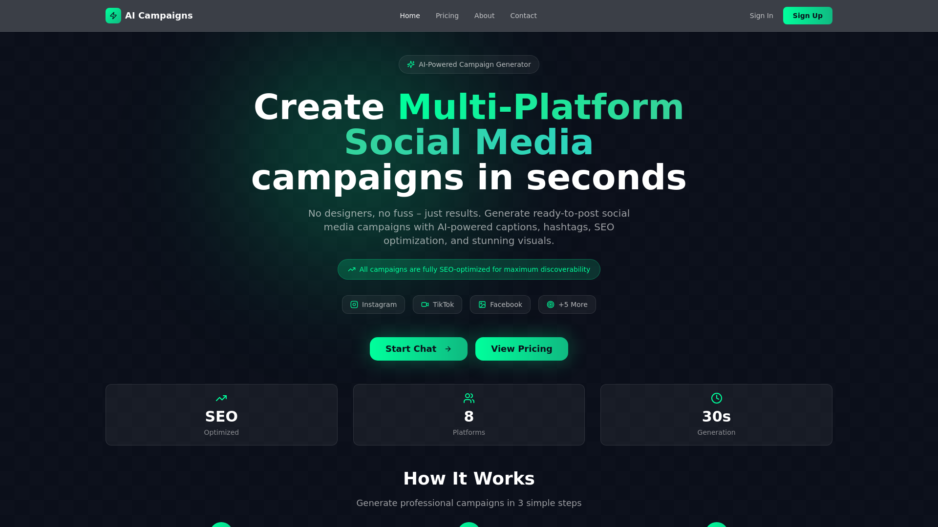 website screenshot of https://aicampaigns.pro/