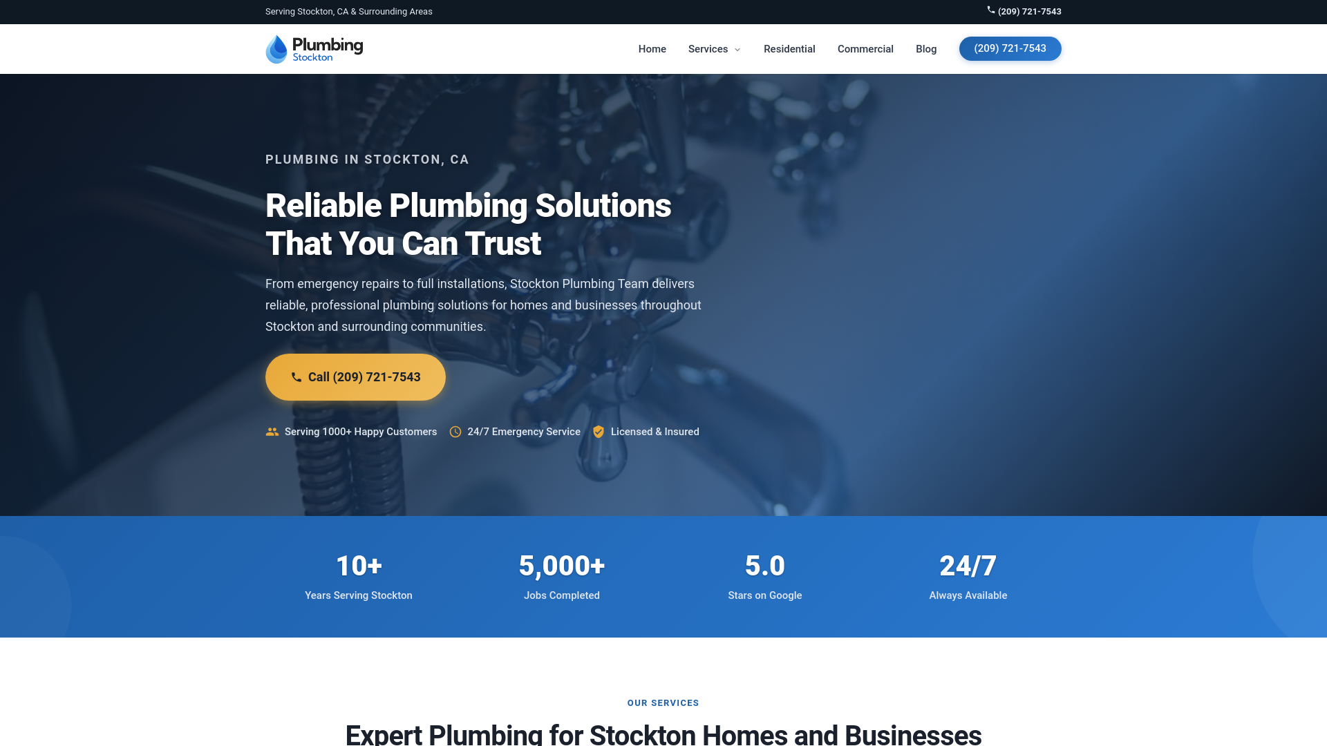 website screenshot of https://stocktonplumbingteam.com/