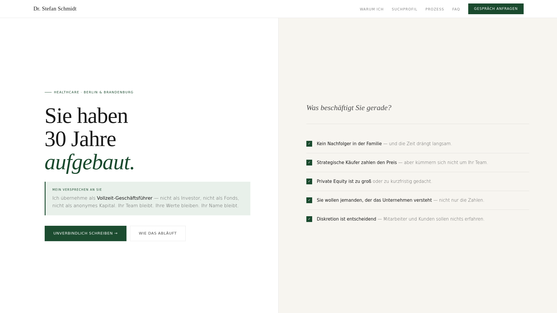 website screenshot of https://stefan-schmidt-healthcare.de/