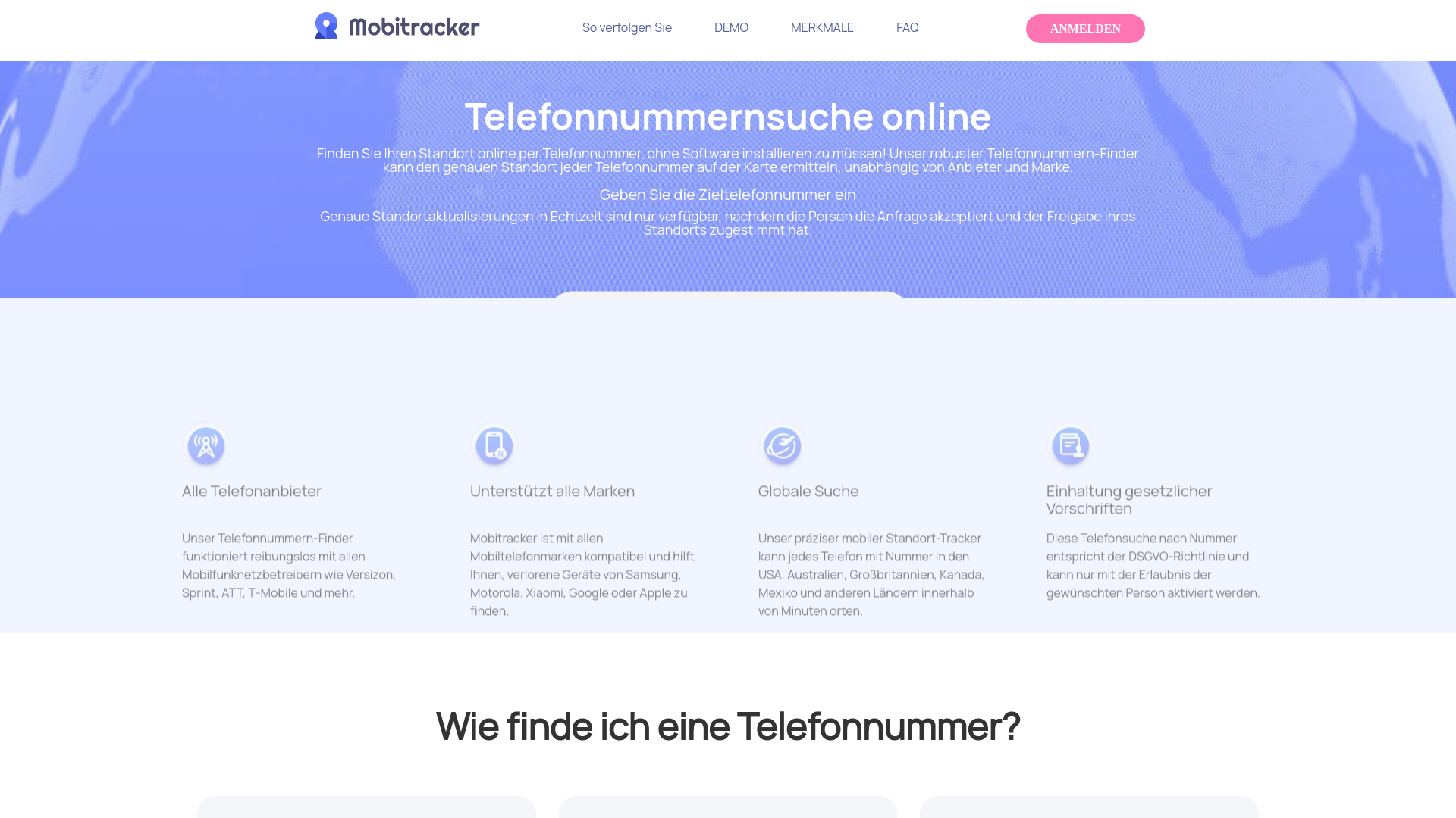 website screenshot of https://www.mobitracker.org/de/