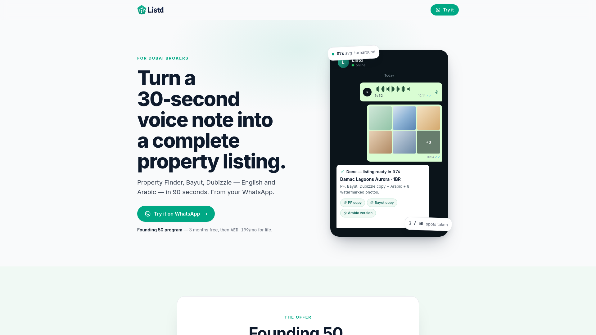 website screenshot of https://listd-landing.pages.dev/