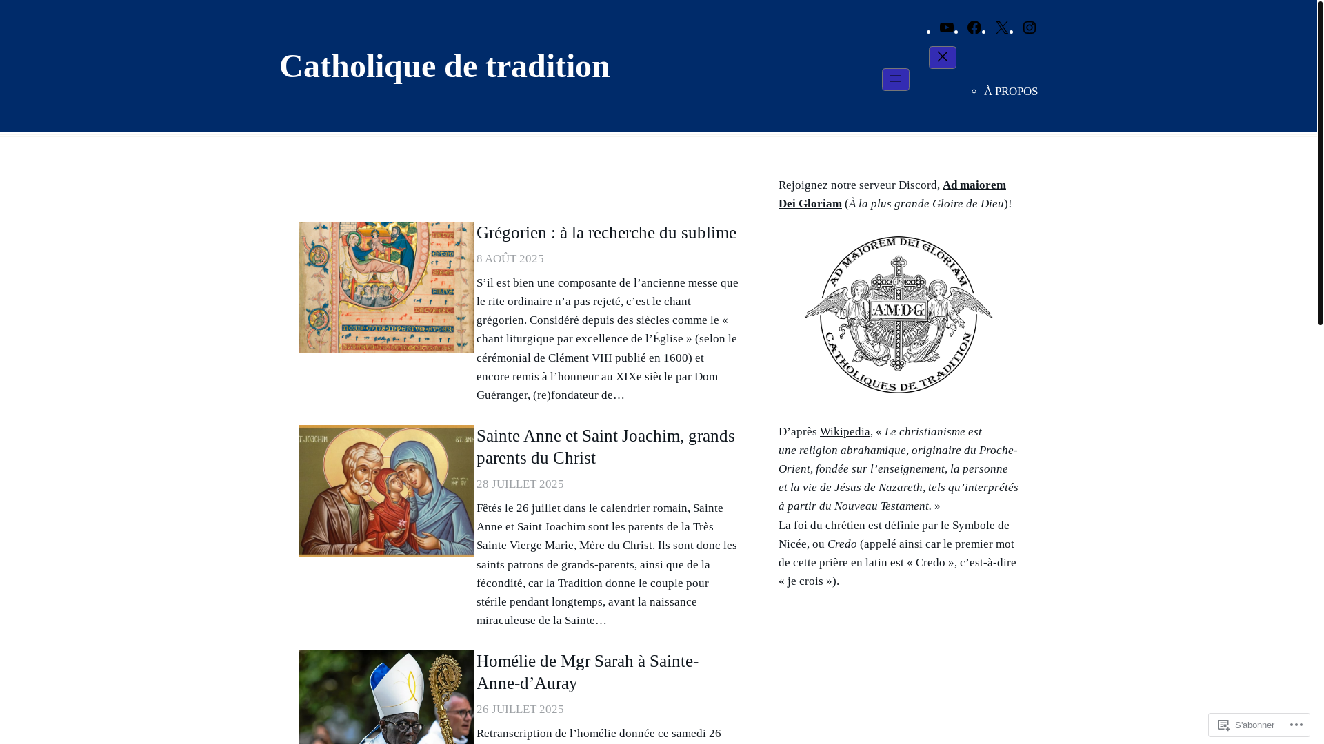 website screenshot of https://catholique2tradition.fr/