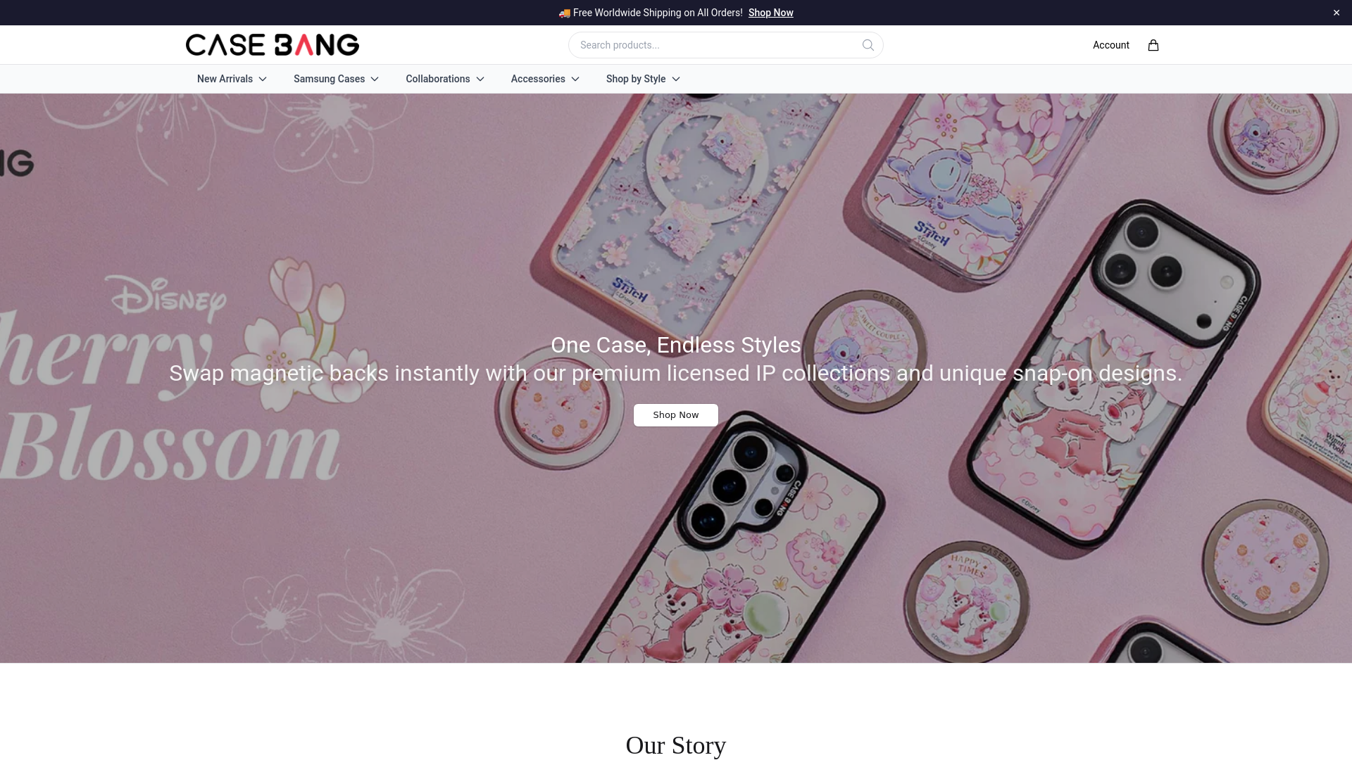 website screenshot of https://mycasebang.shop/