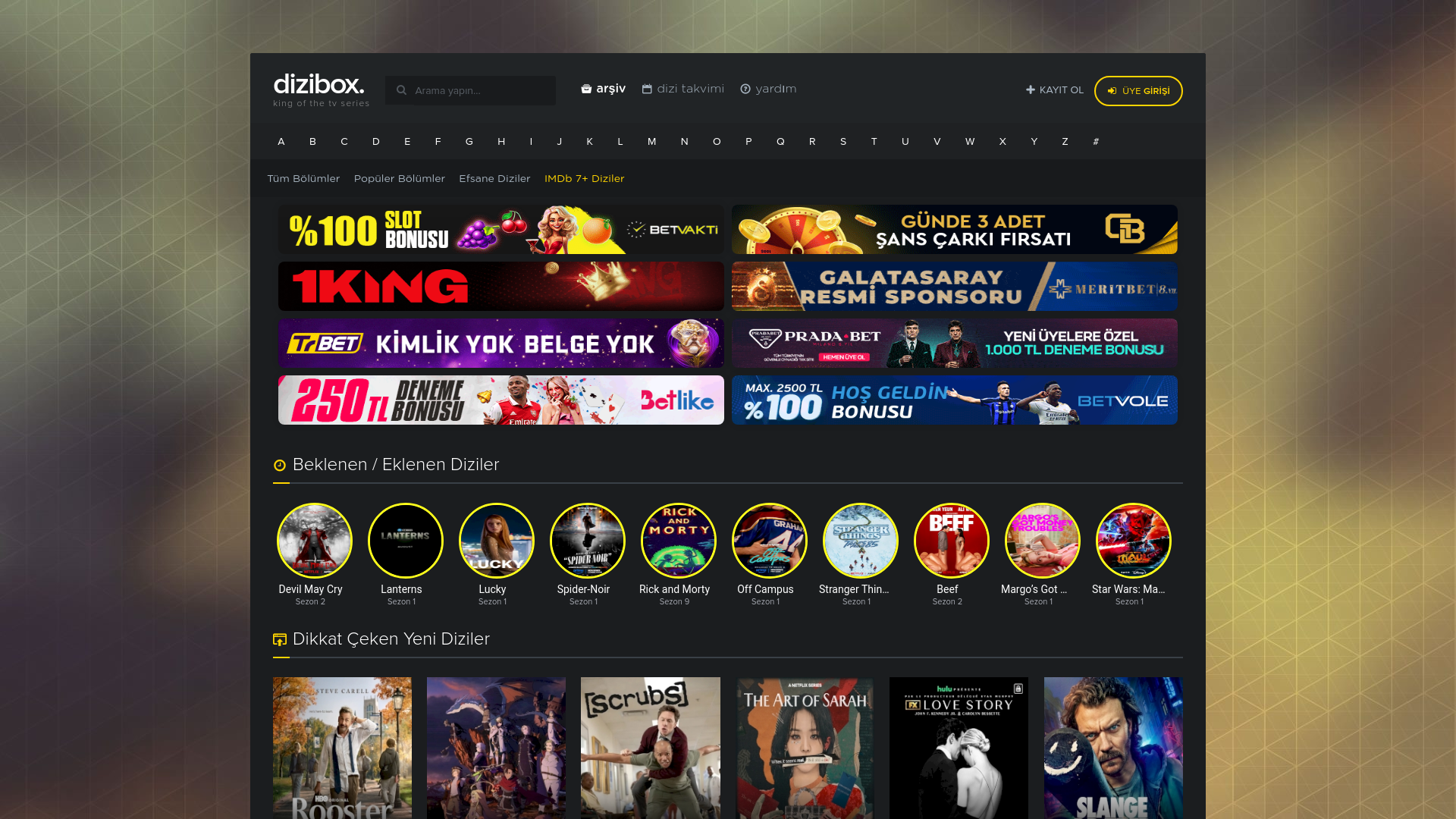 website screenshot of https://www.dizibox.live
