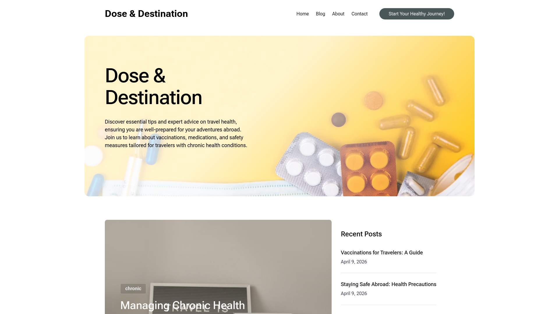 website screenshot of https://doseanddestination.com/