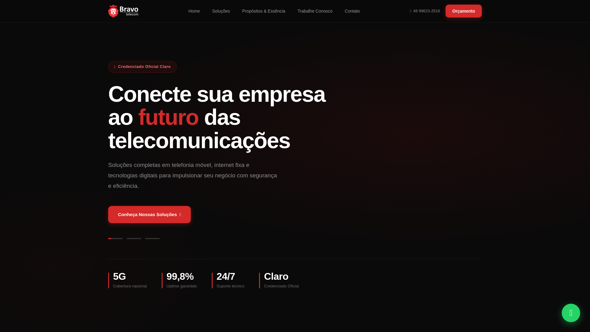 website screenshot of https://bravotelecom.com.br/
