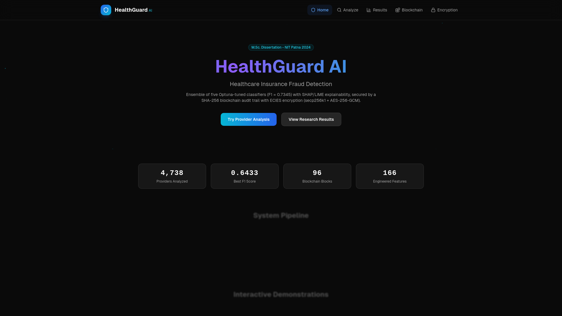 website screenshot of https://healthcare-fraud-detection.pages.dev/