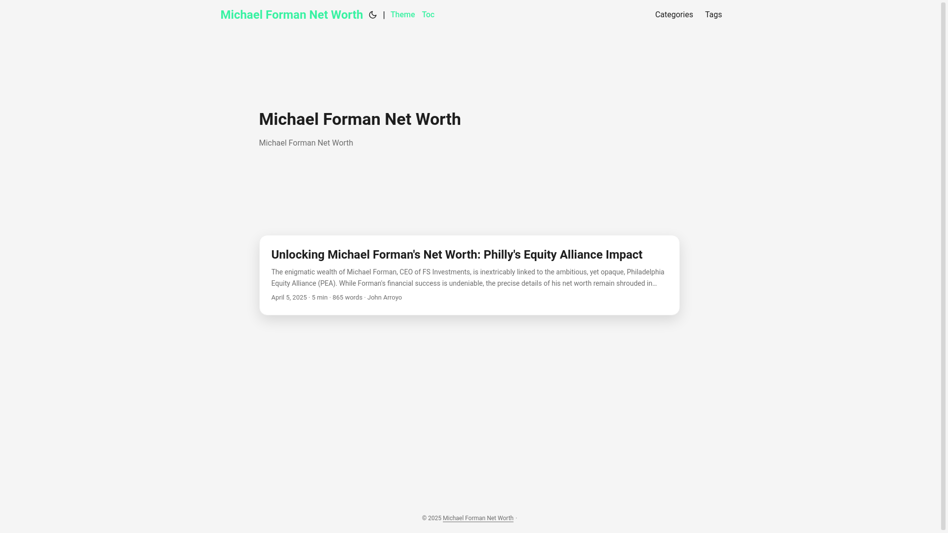website screenshot of https://michael-forman-net-worth.pages.dev/