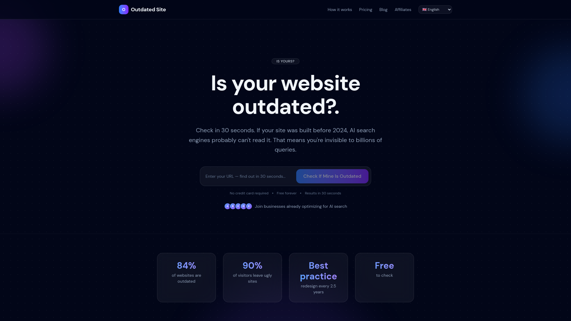 website screenshot of https://outdatedsite.com
