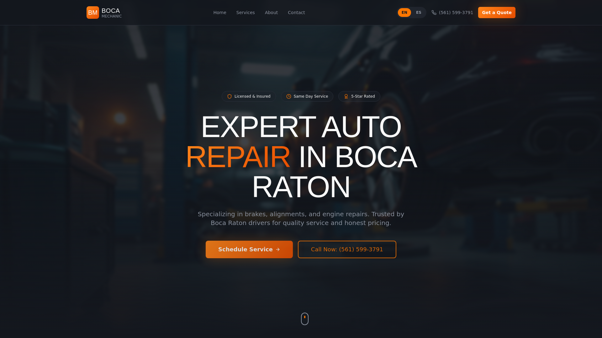 website screenshot of https://boca-auto-care.pages.dev/