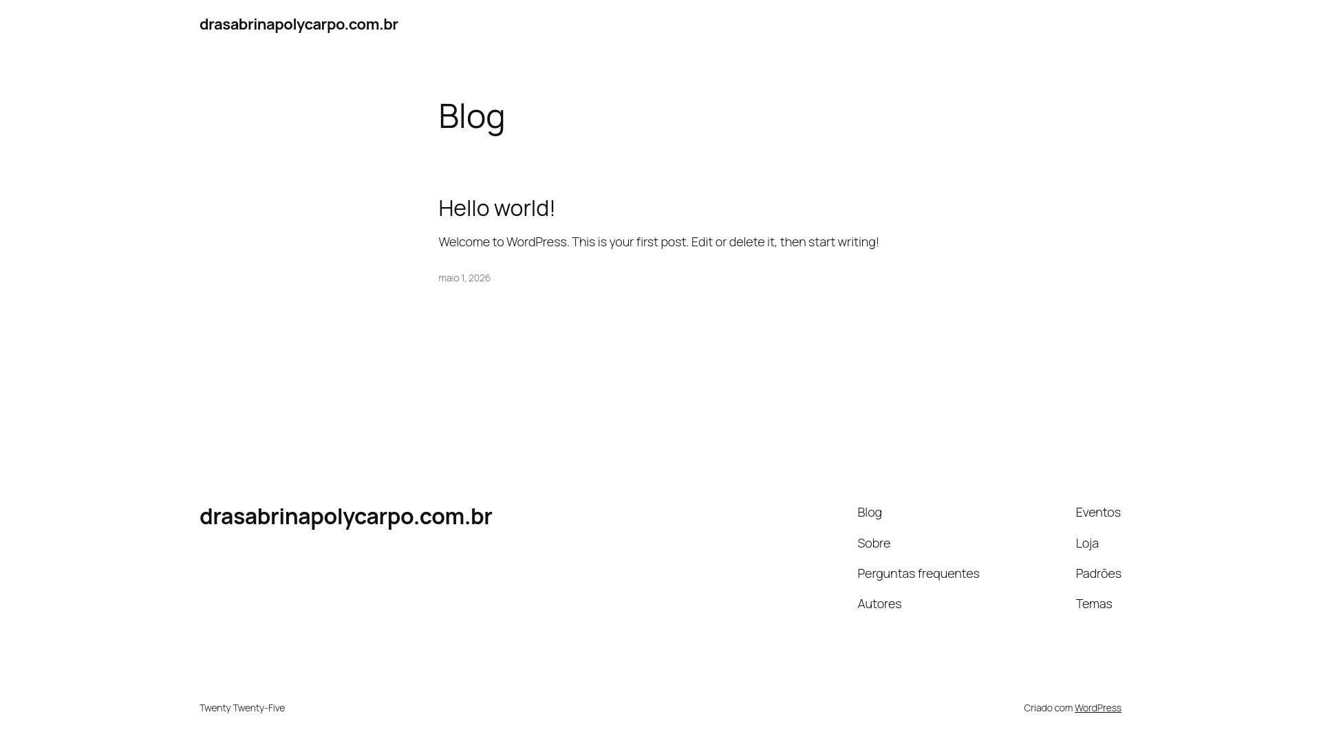 website screenshot of https://drasabrinapolycarpo.com.br/