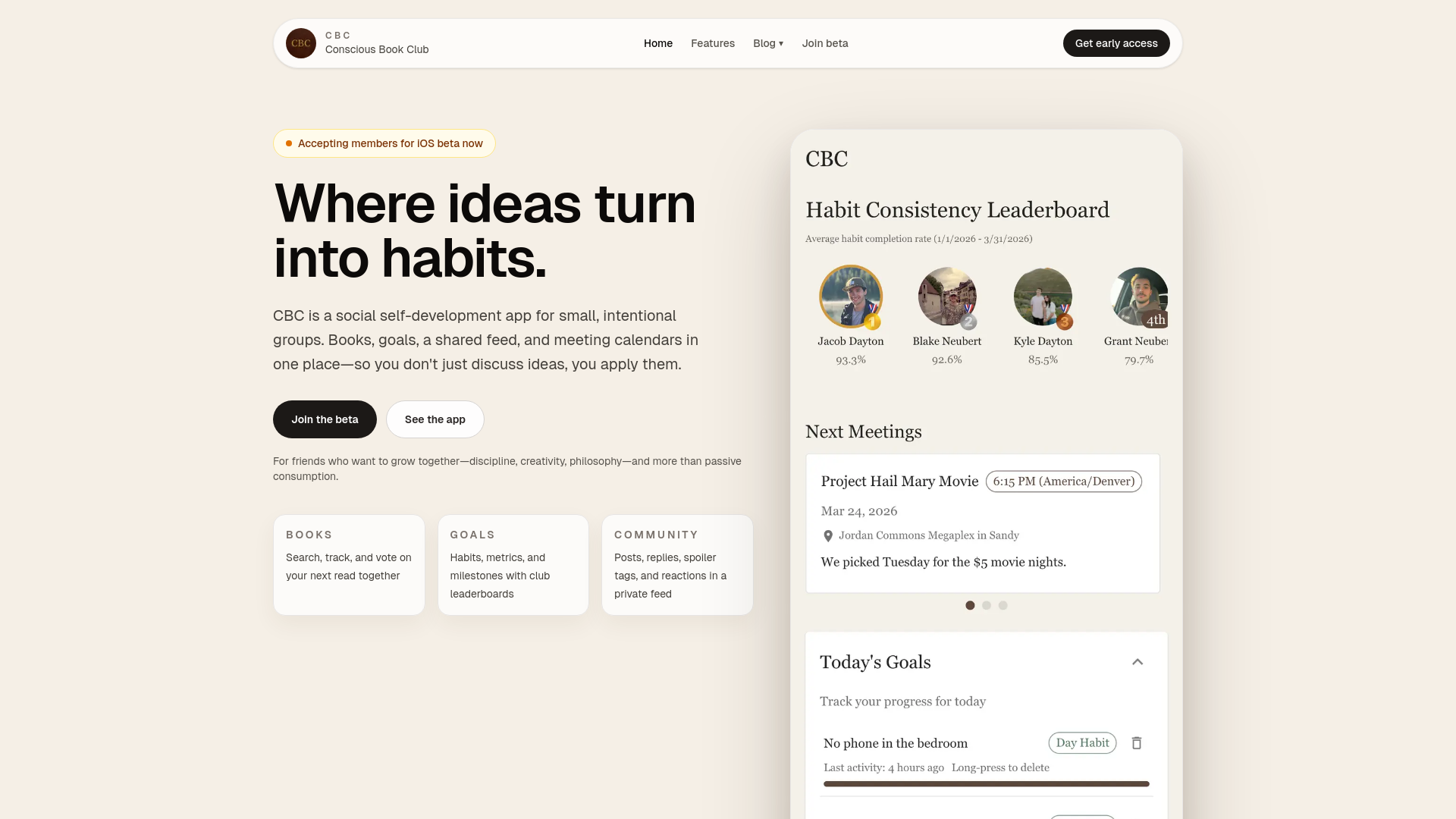 website screenshot of https://consciousbook.club/