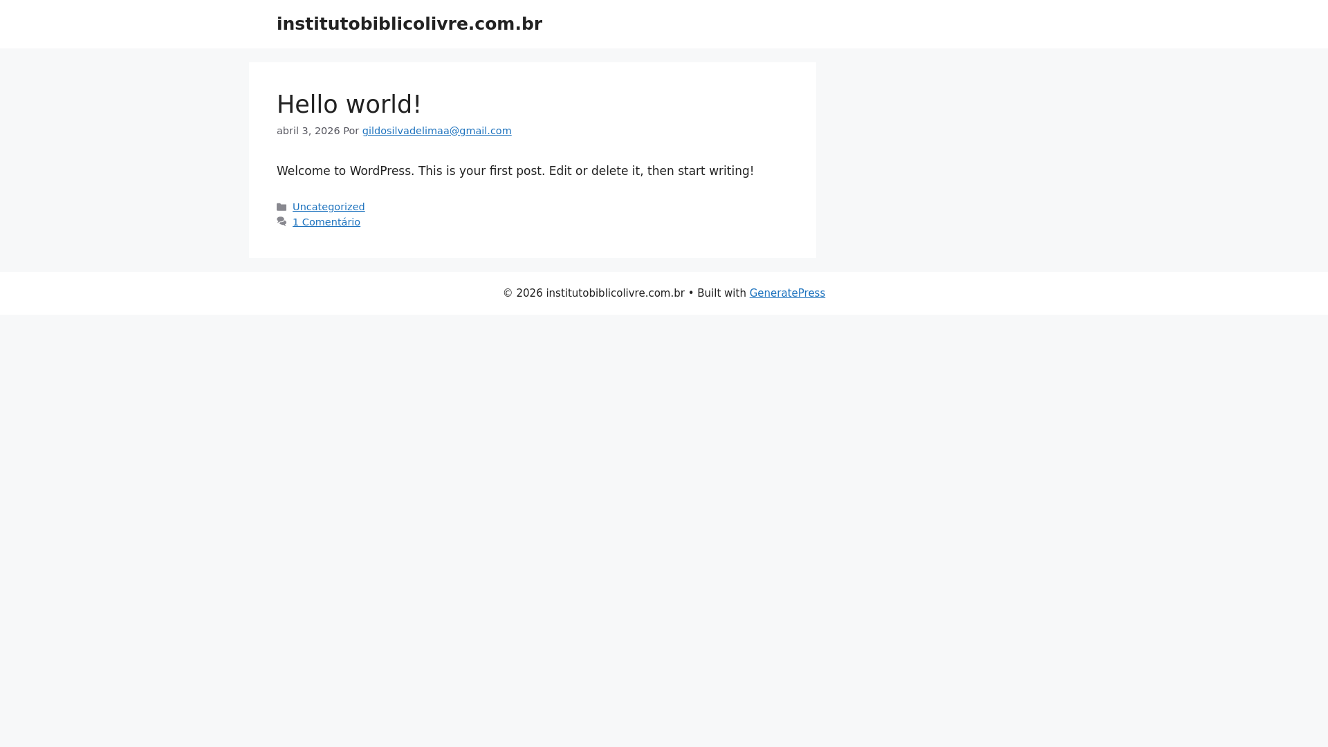website screenshot of https://institutobiblicolivre.com.br