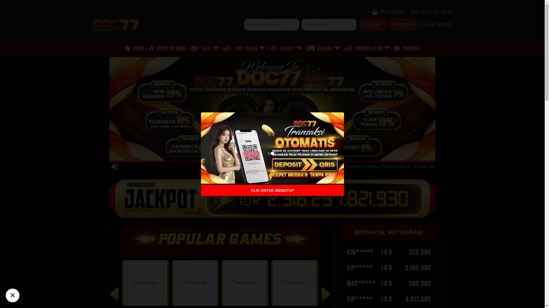website screenshot of https://doc77gemilang.pro/