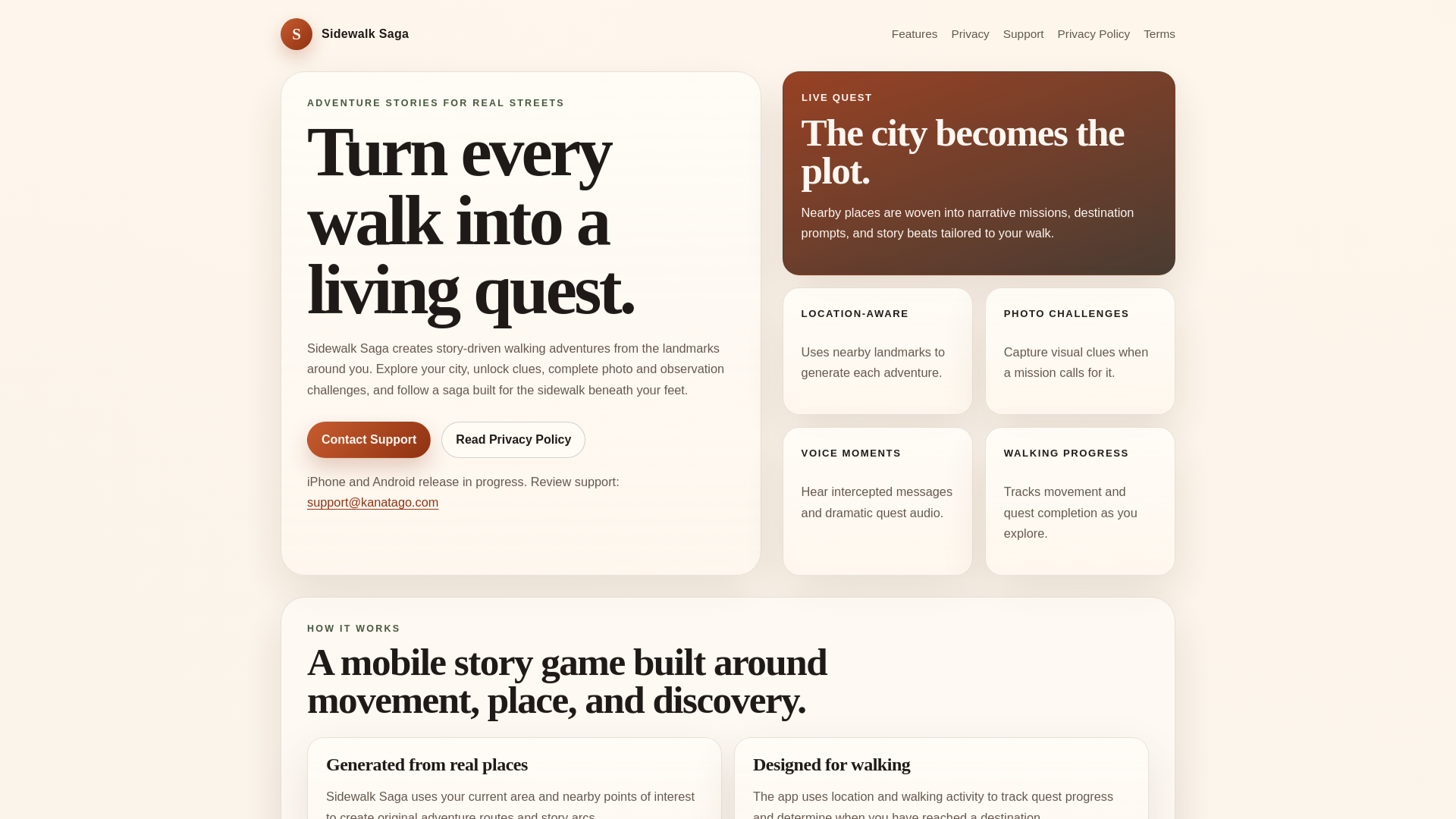 website screenshot of https://sidewalksaga.com