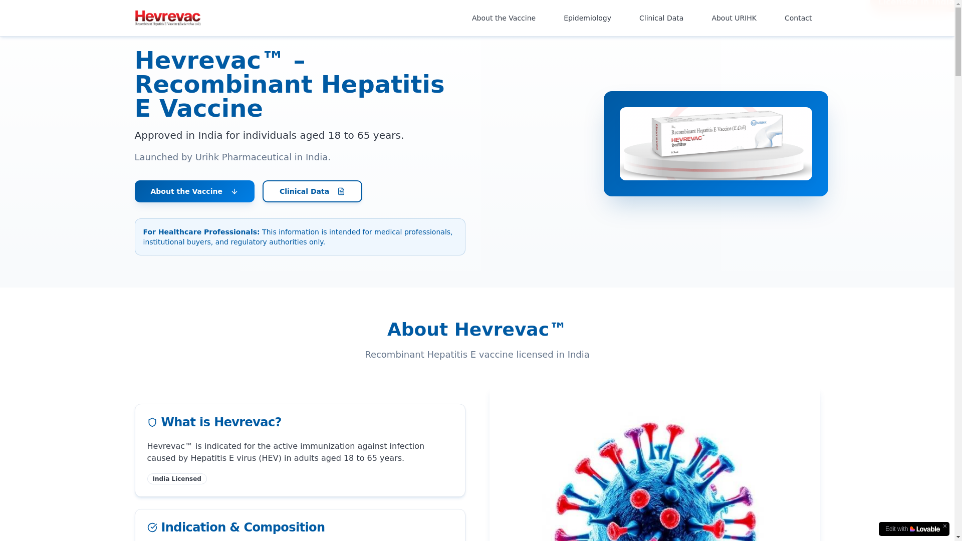 website screenshot of https://hevrevac.com/