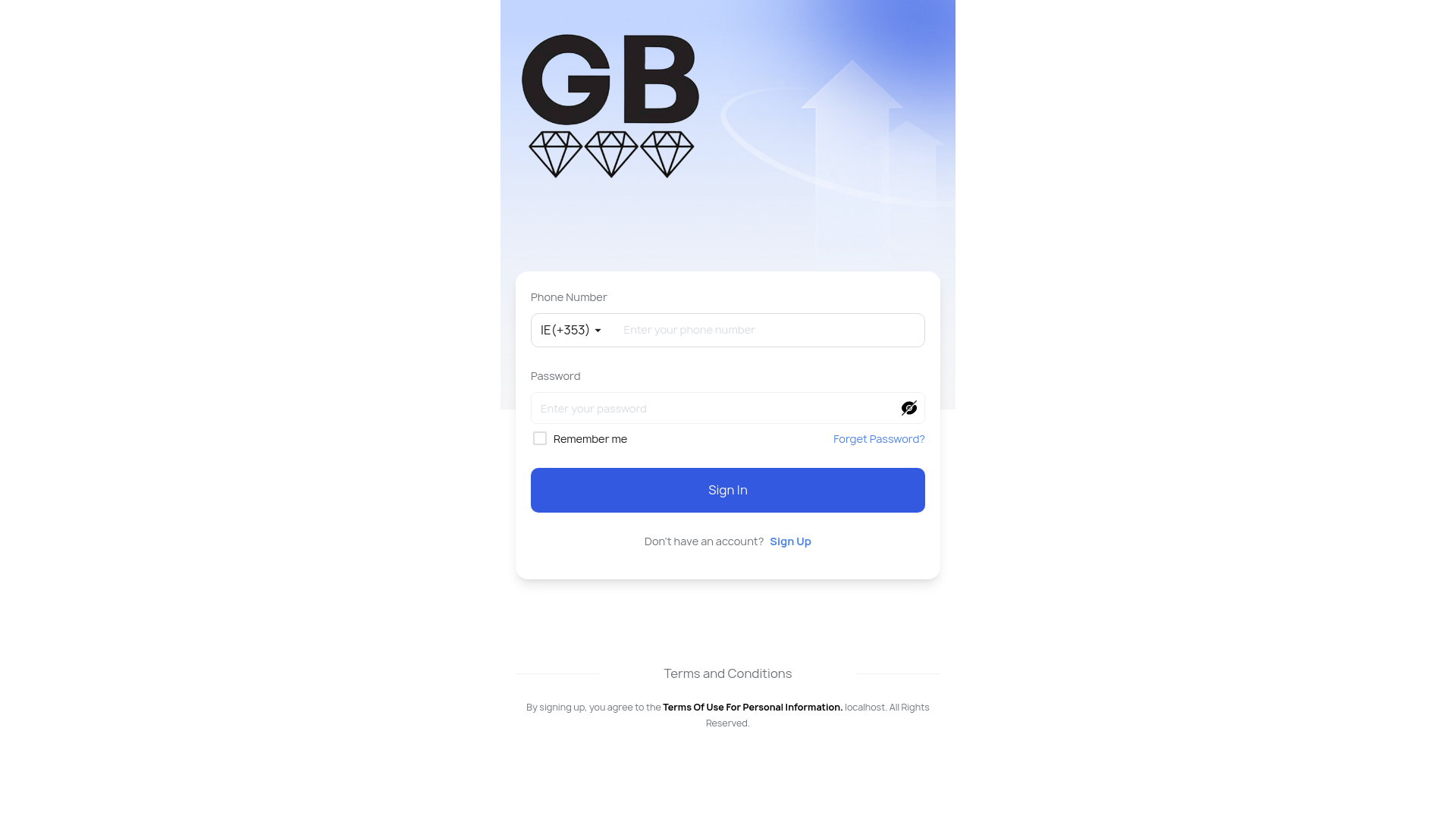 website screenshot of https://gbshoponlineapp.com/