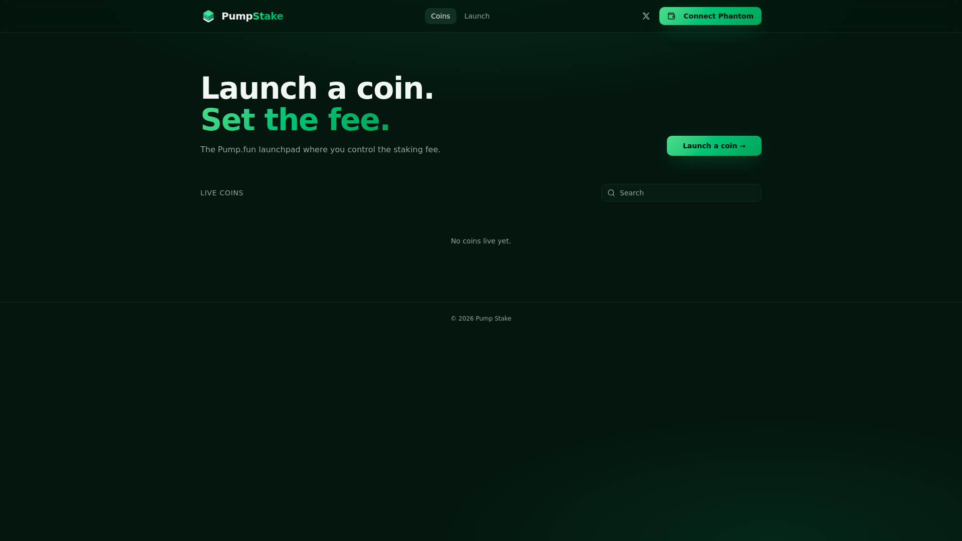website screenshot of https://pumpstakepad.fun/