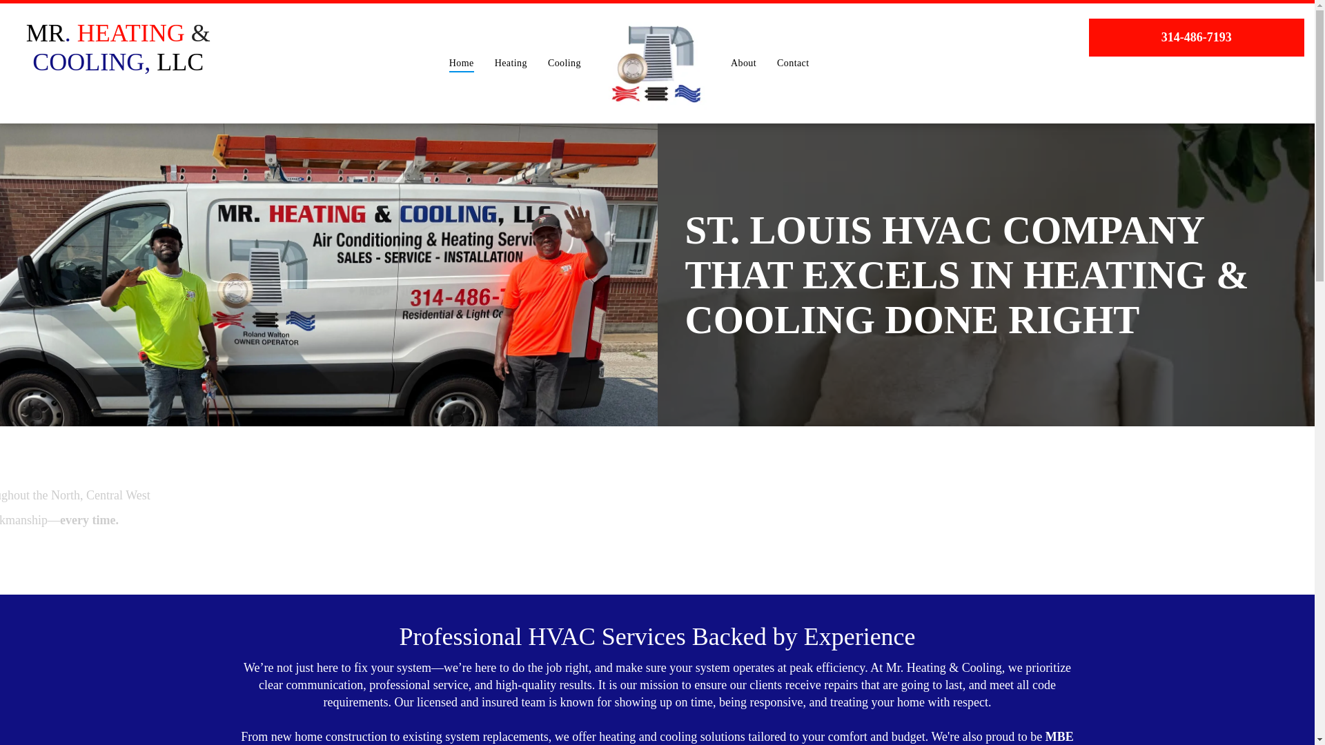 website screenshot of https://mrheatingcoolingllc.com/