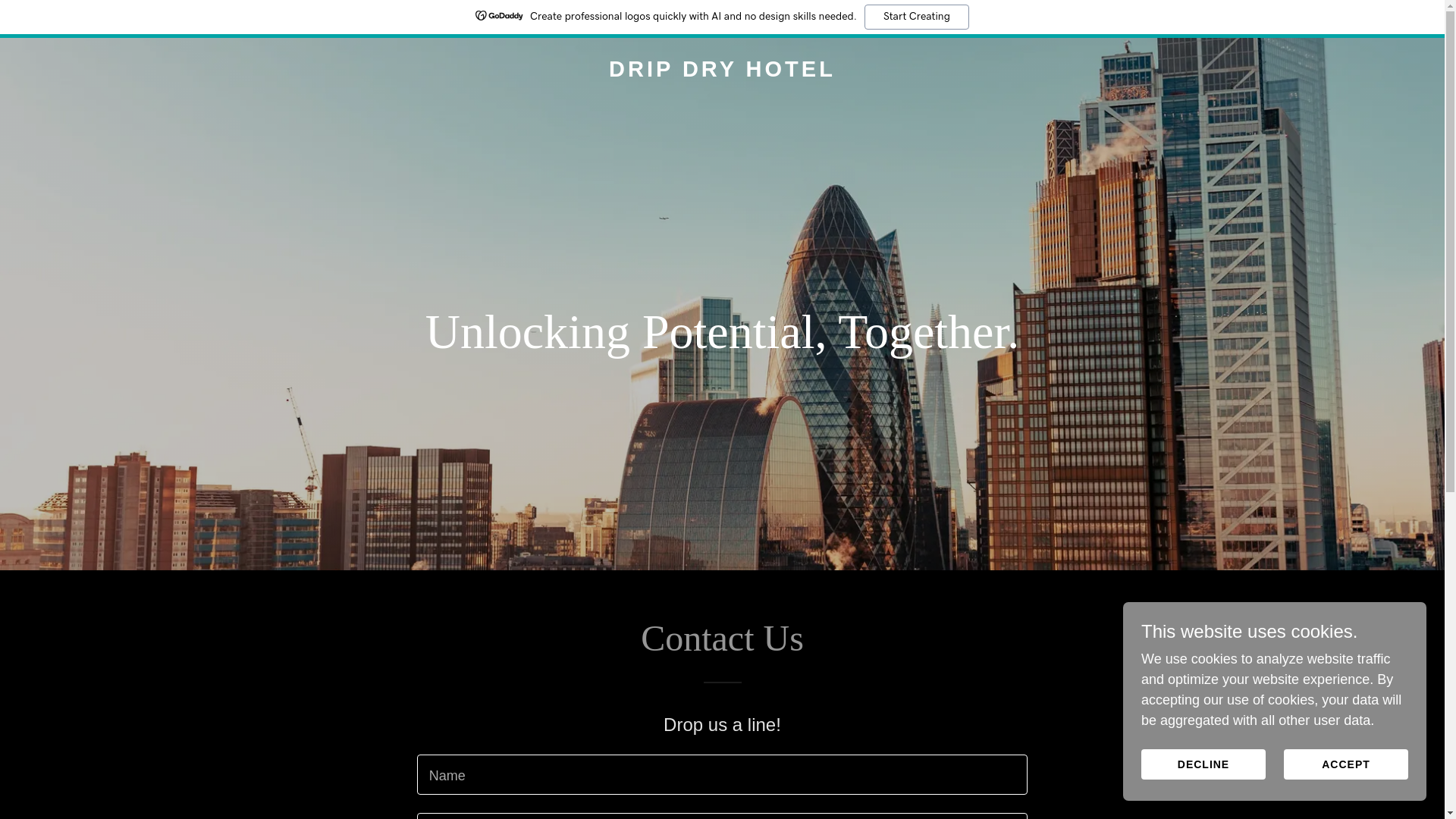 website screenshot of https://dripdryhotel.com/