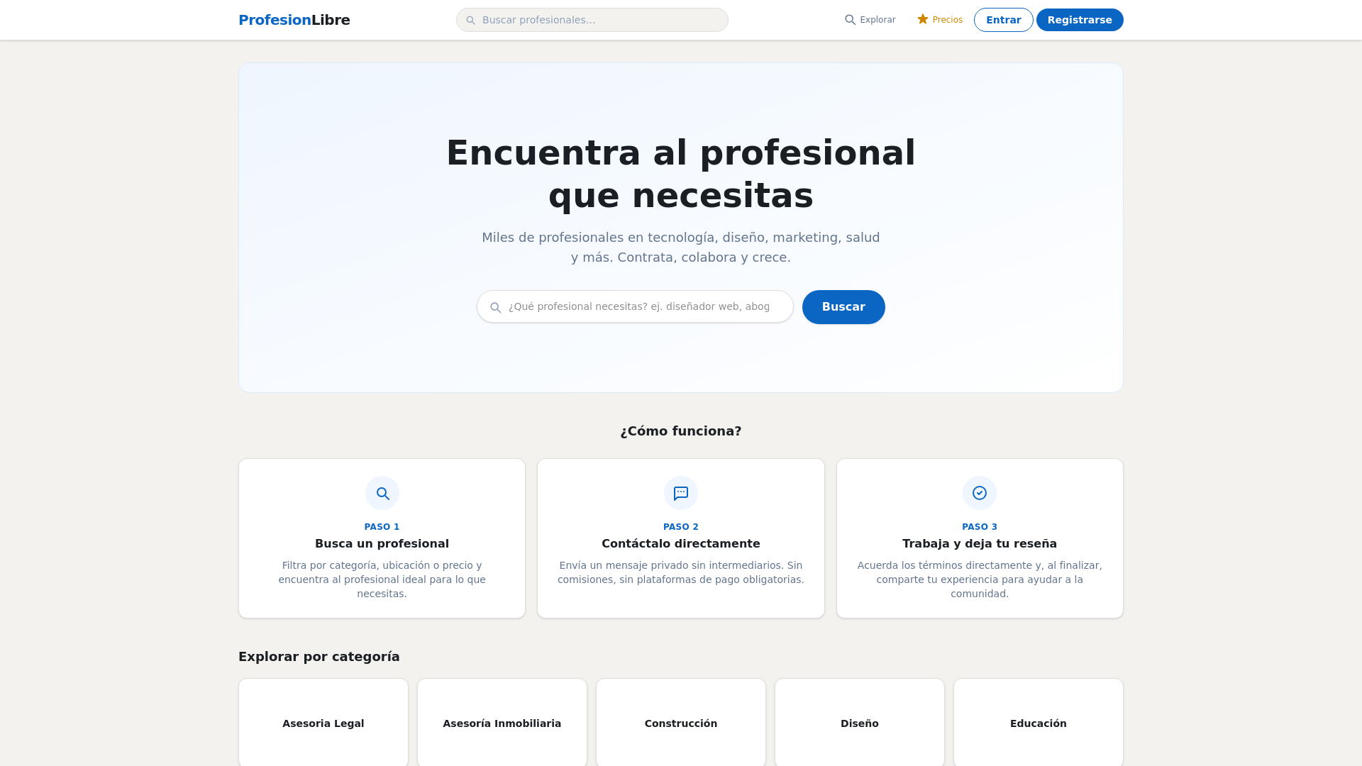website screenshot of https://profesionlibre.com/