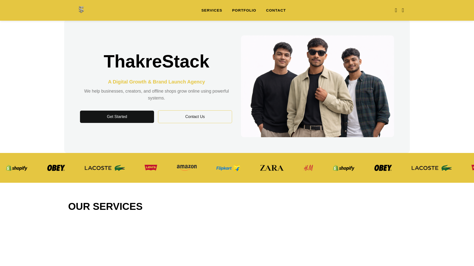 website screenshot of https://thakrestack.in/