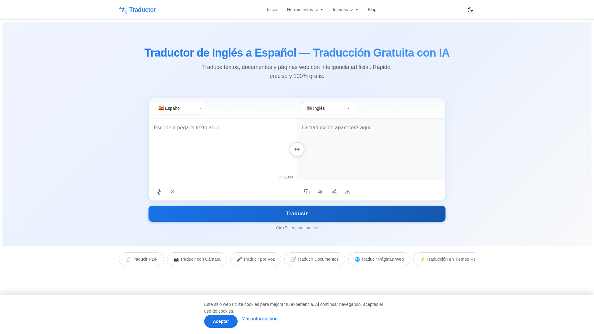 website screenshot of https://traductor-ingles-espanol.com/