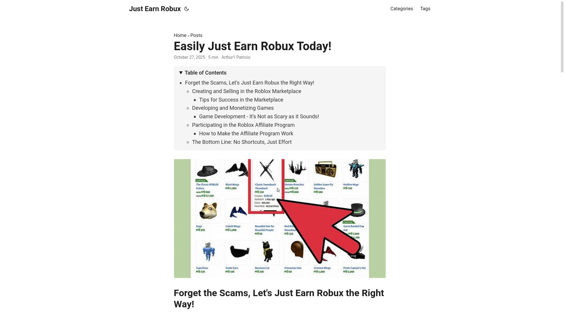 website screenshot of https://just-earn-robux.pages.dev/