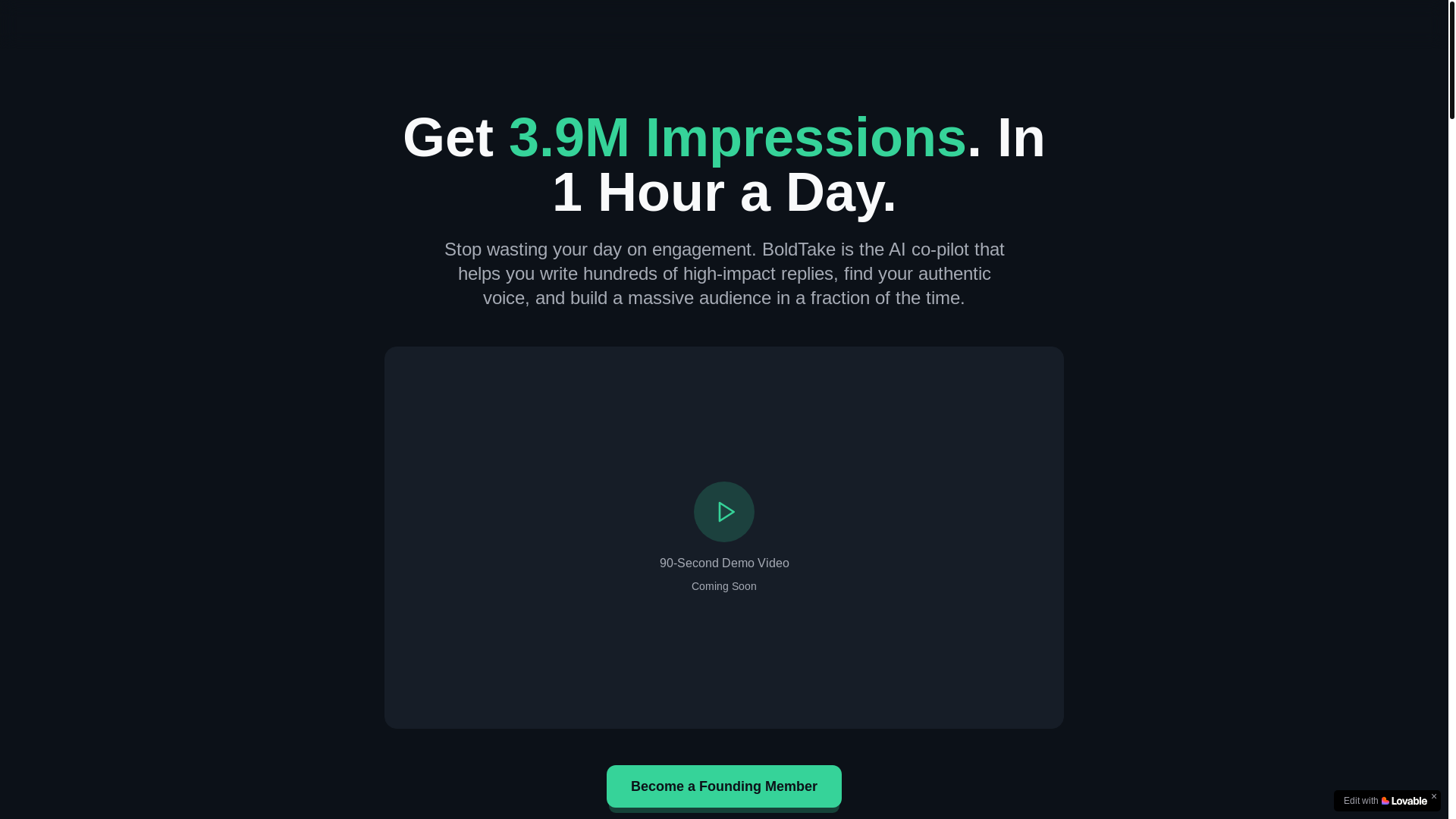 website screenshot of https://boldtake.io/