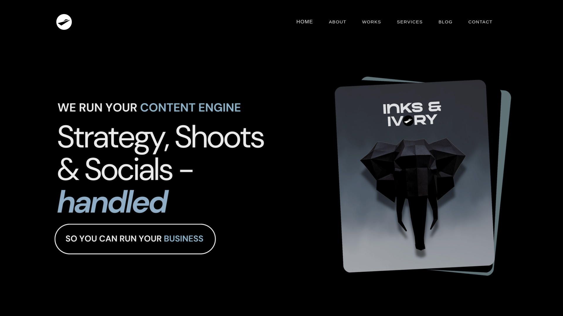 website screenshot of https://inksandivorybrandagency.com/