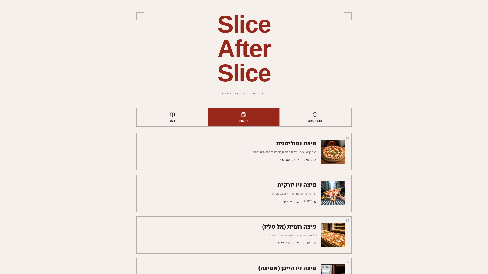 website screenshot of https://sliceafterslice.co.il/