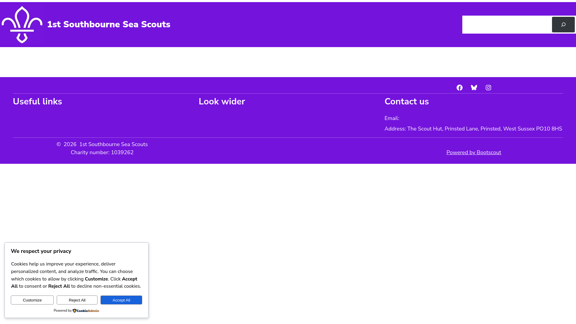 website screenshot of https://1stsss.org.uk