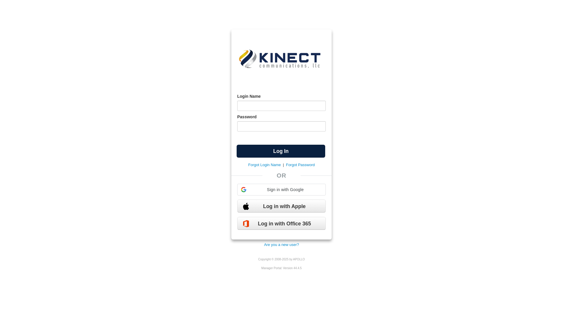 website screenshot of https://portal.kinectcom.com/