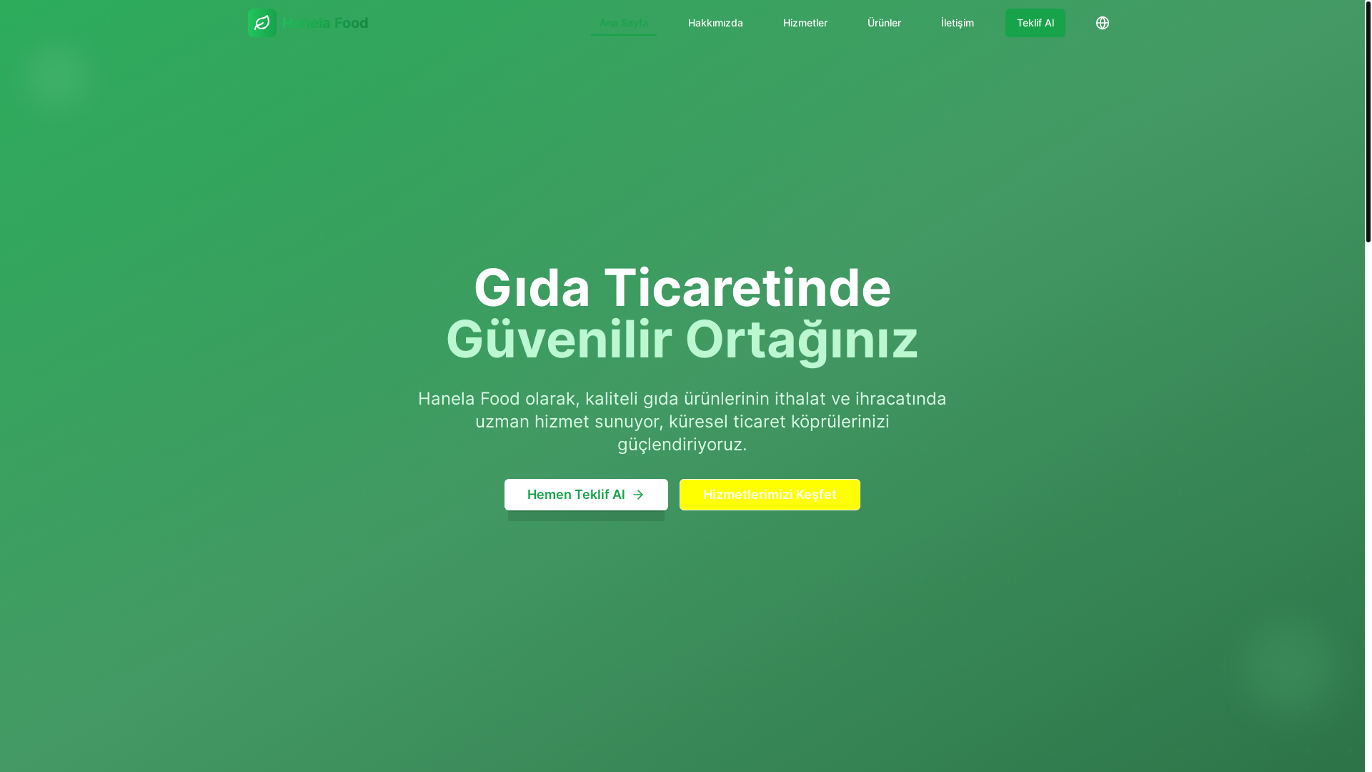 website screenshot of https://hanelafood.com/