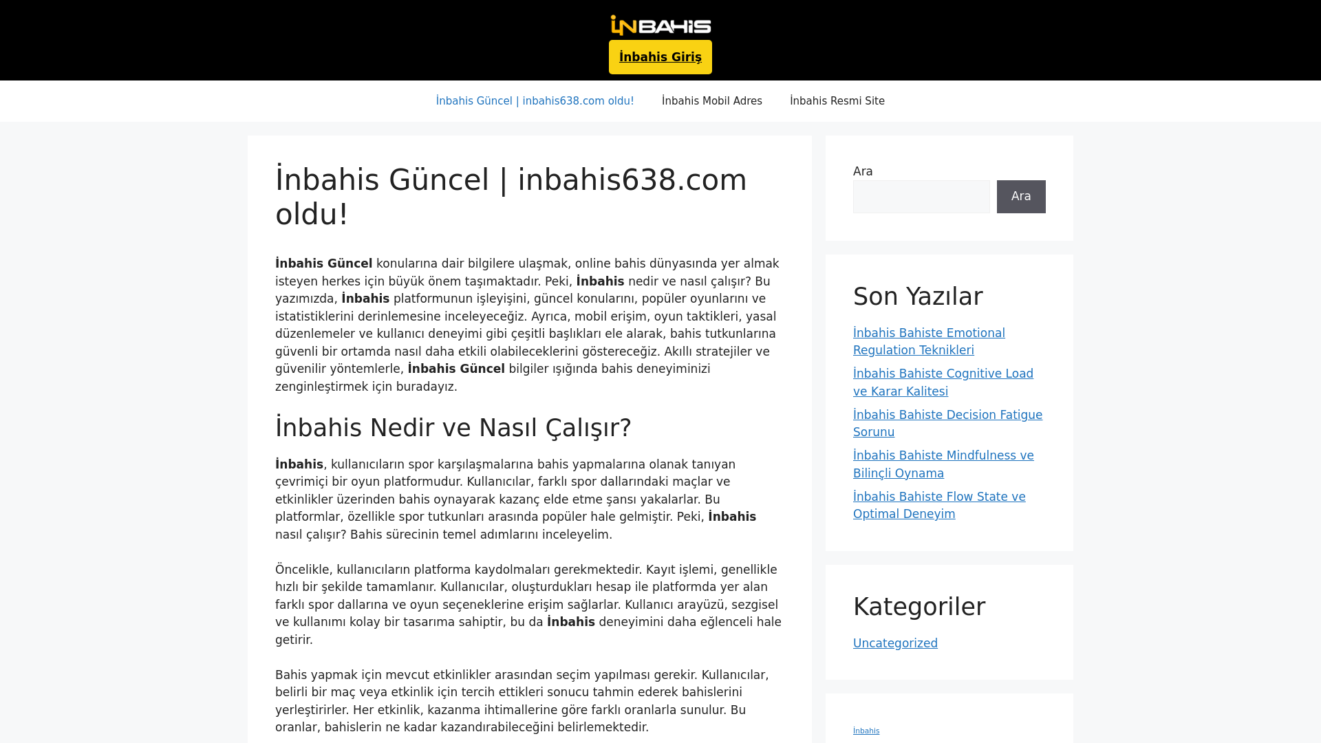 website screenshot of https://inbahisi.net/