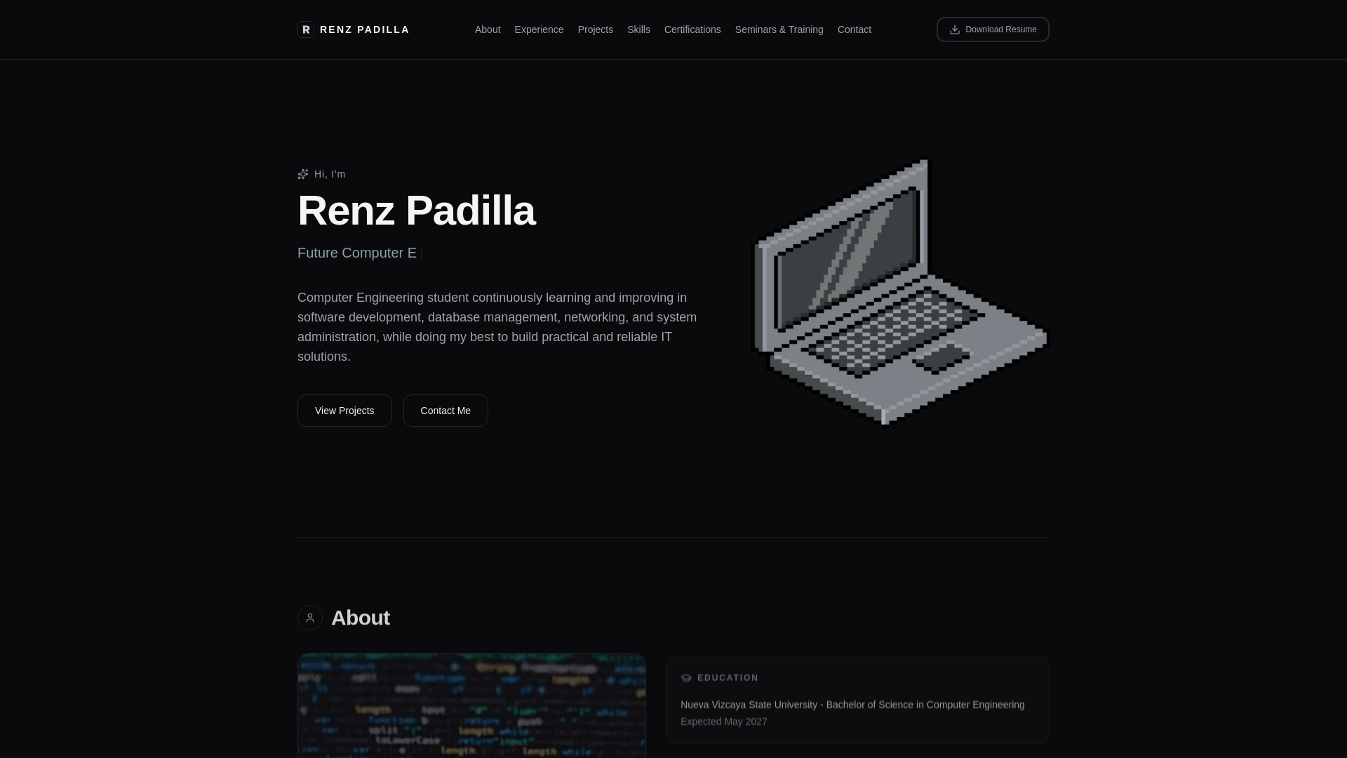 website screenshot of https://renzpadilla.pages.dev/