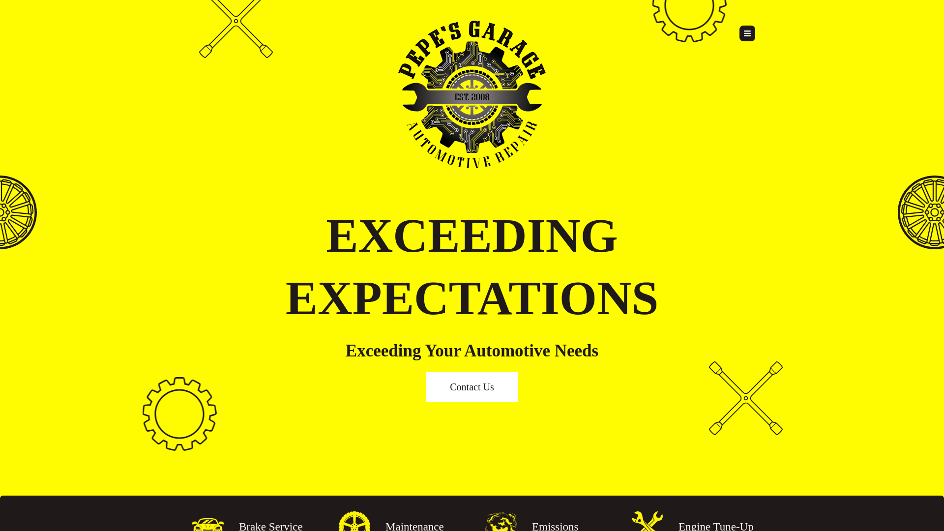 website screenshot of https://pepesgarages.com