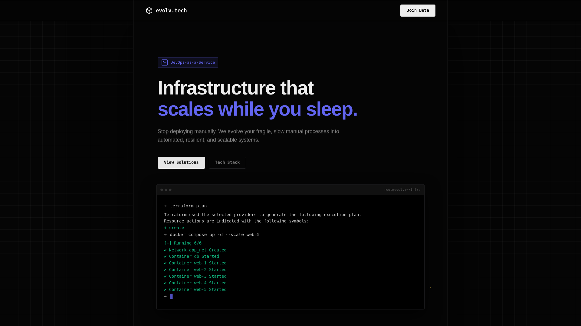 website screenshot of https://evolv-website.pages.dev/