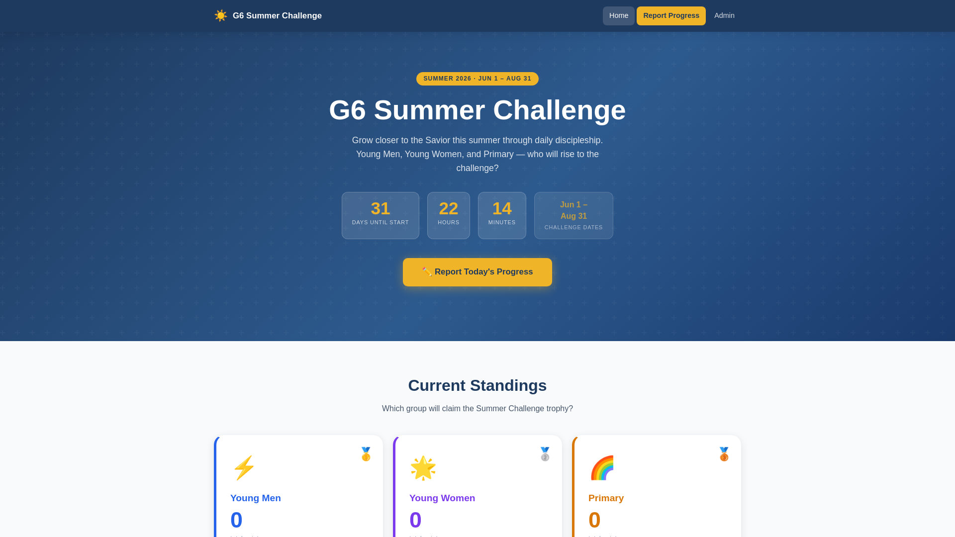 website screenshot of https://g6summerchallenge.com/