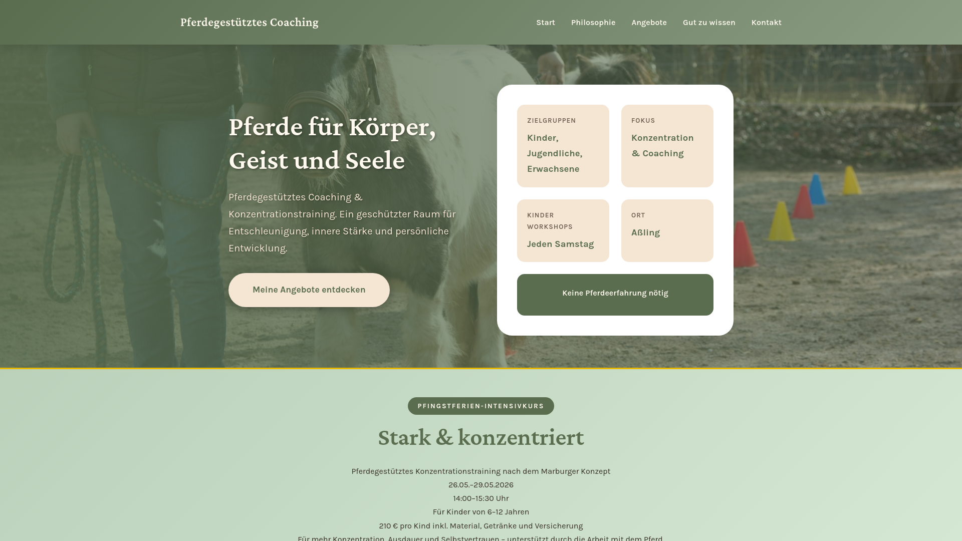 website screenshot of https://pferde-gestuetzt.de