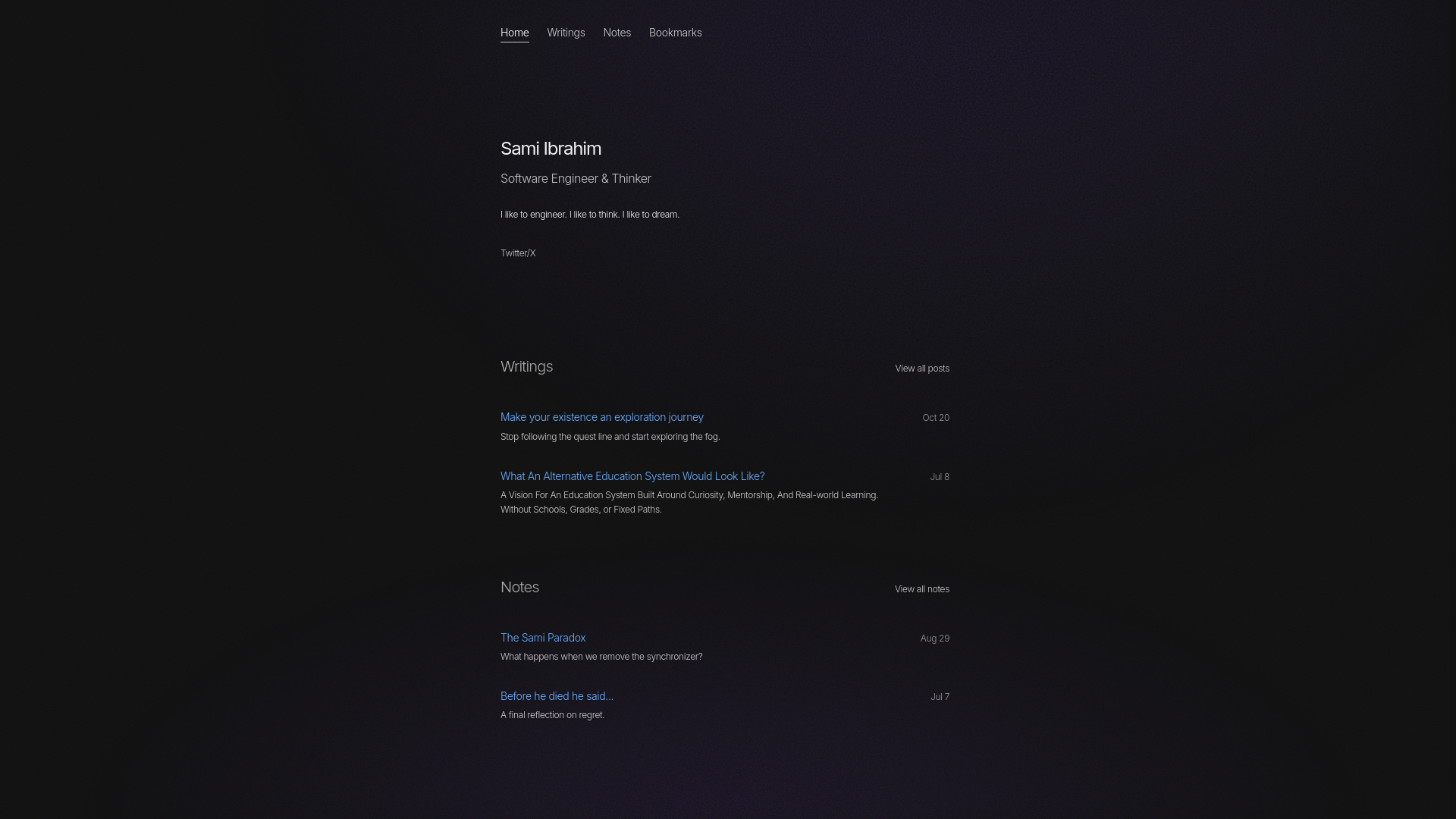 website screenshot of https://samii.dev/