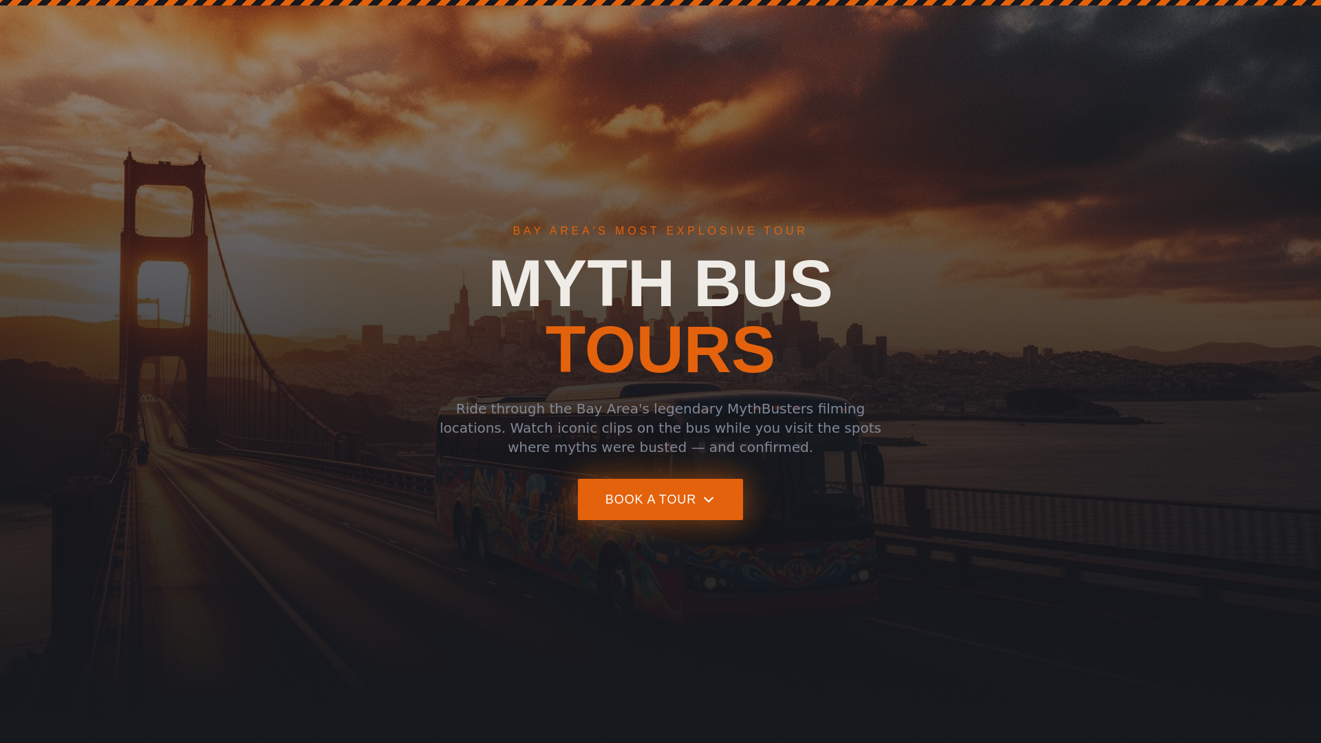 website screenshot of https://mythbustours.com
