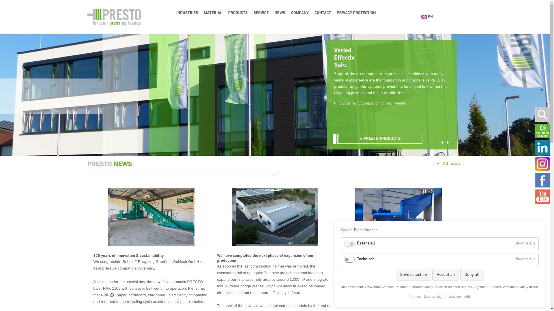 website screenshot of https://preslo.de/