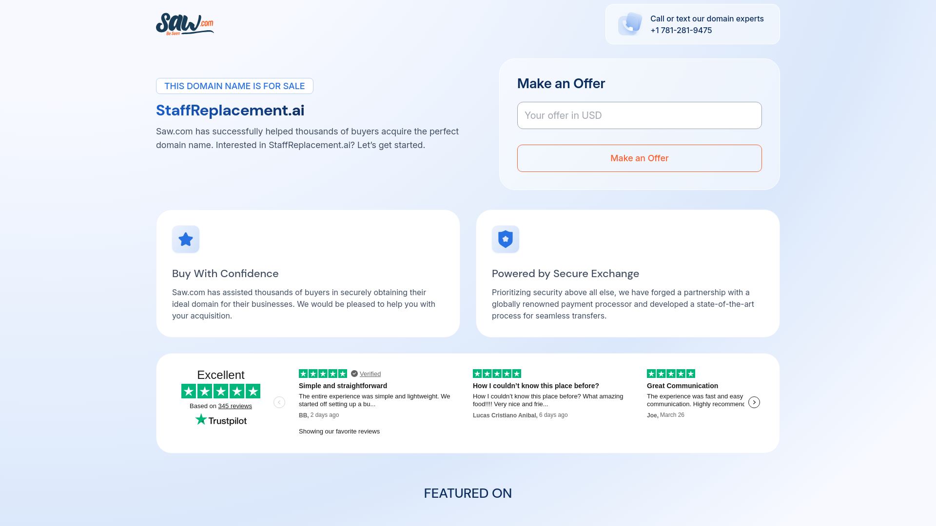 website screenshot of https://staffreplacement.ai/