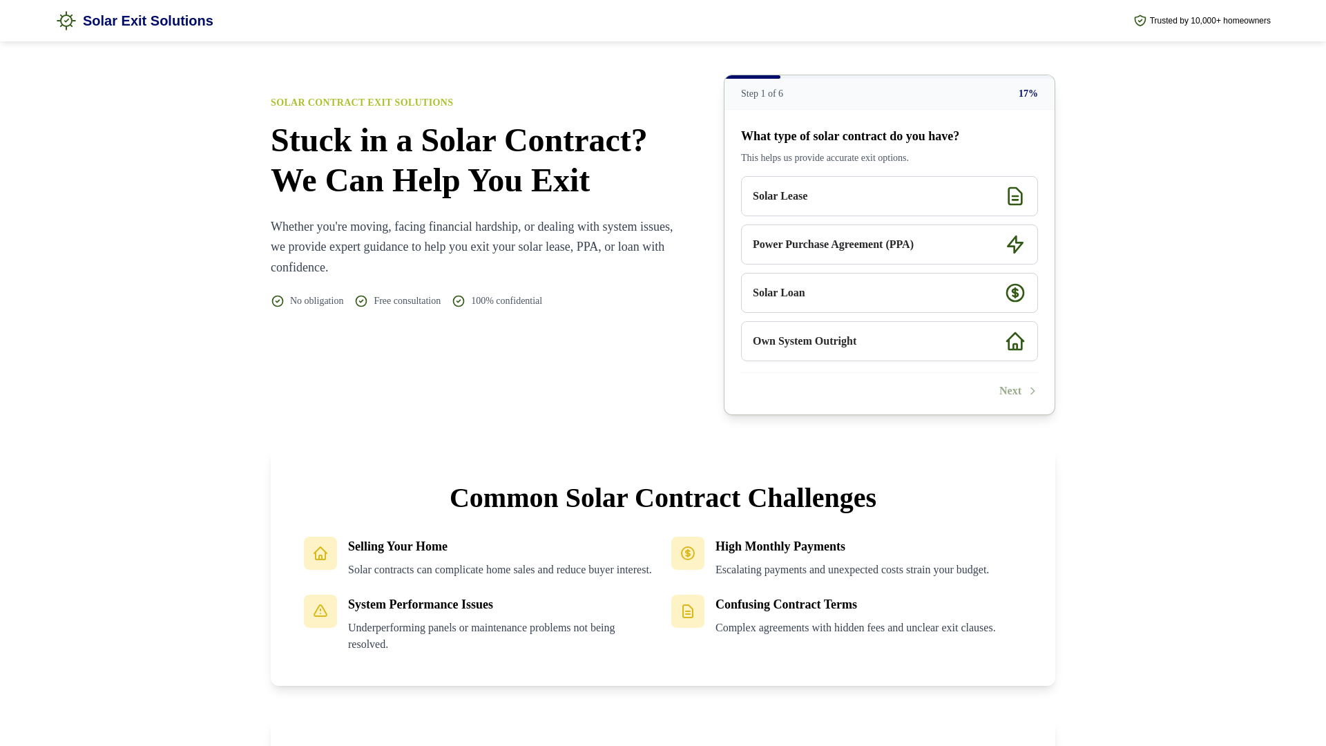 website screenshot of https://solar-exit-funnel.pages.dev/
