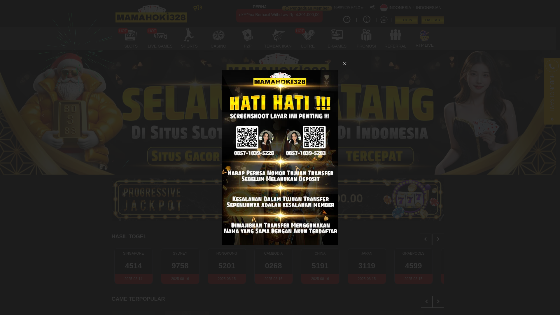 website screenshot of https://linkmamahoki328.fit/