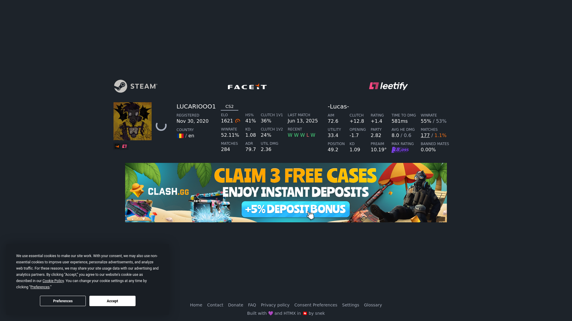 website screenshot of https://steamcommunity.rip/id/coolguynamedlucas